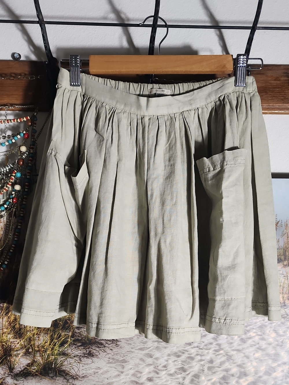Ecote Light Beige Circle Skirt With Big Pockets